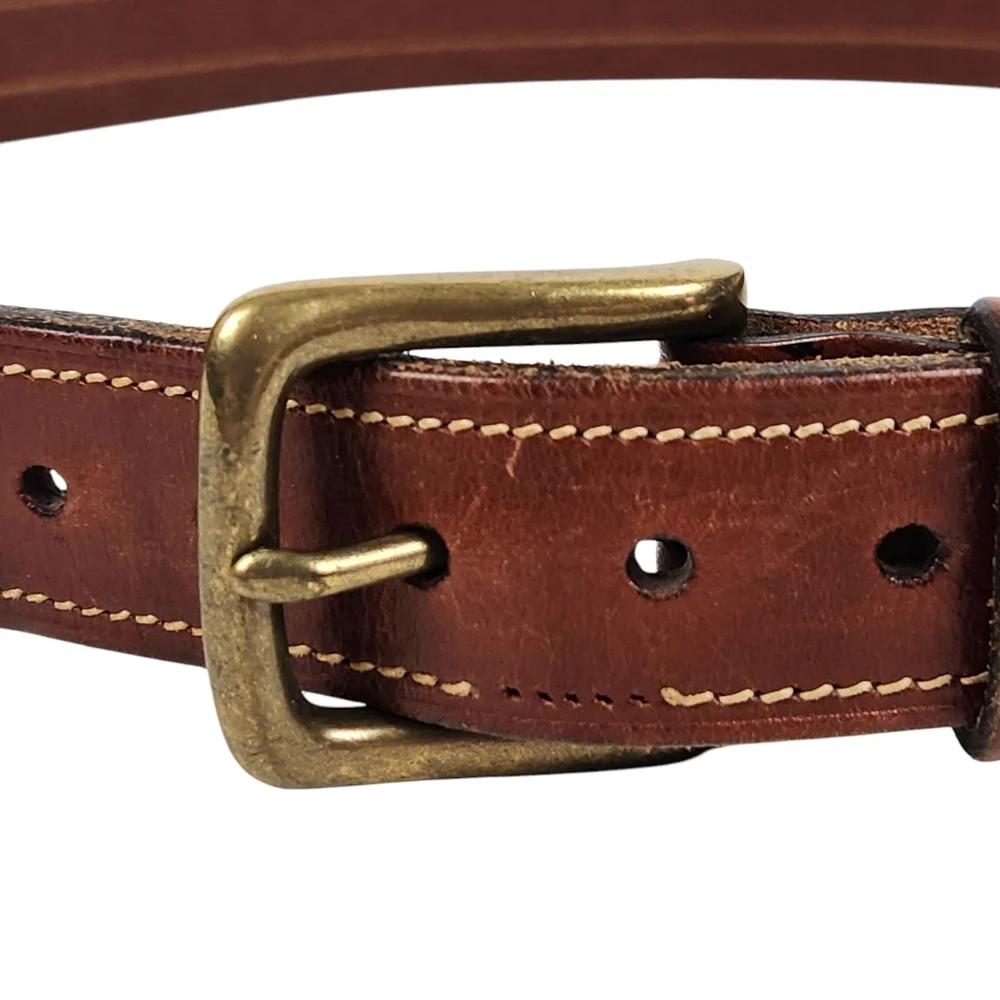 Tommy Hilfiger American Vintage Brown Leather Logo Belt 213210 Mens Size 34